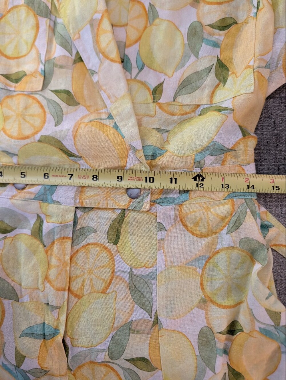 Avec Les Filles Lemon Print Linen Romper Size 10 - Picture 8 of 9